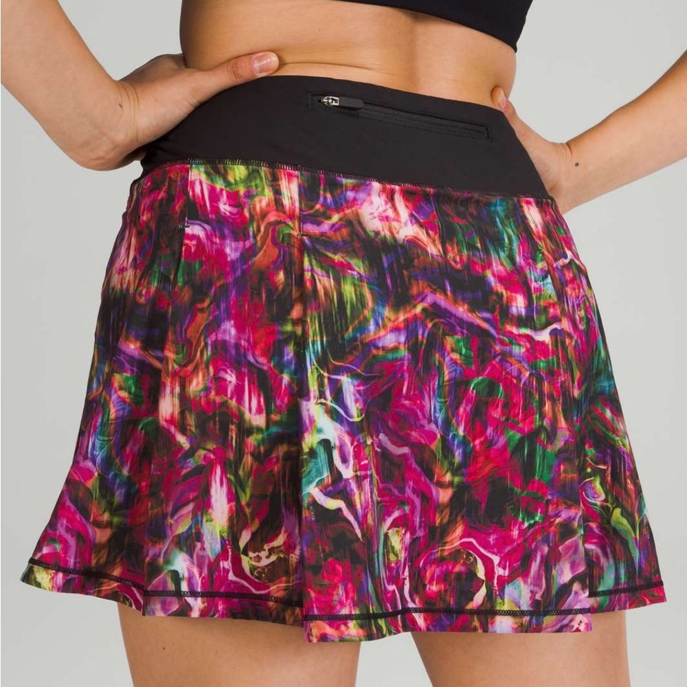 Lululemon Pace Rival Mid Rise Skirt Hyper Flow Pink Multi-Black Size 10